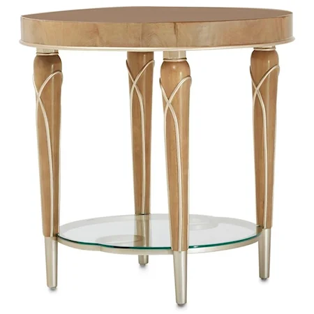 Glam End Table with Open Glass Shelf